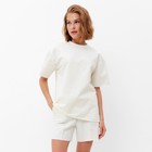Костюм женский (футболка, шорты) MINAKU: Casual Collection цвет экрю, размер 42 - фото 318787117