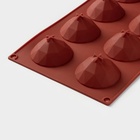 Форма для выпечки Доляна «Бриллиант», силикон, 8 ячеек, 29×17×2.2 см, d=5.8 см, коричневая - Фото 3