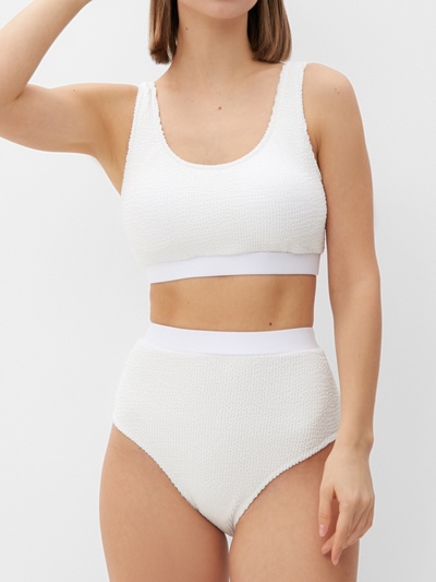 Купальник женский раздельный фактурный с топом MINAKU, размер 42, белый