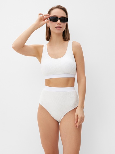 Купальник раздельный фактурный с топом женский MINAKU, размер 46, белый