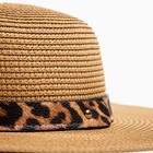 Шляпа женская с леопардовым ремешком MINAKU цвет коричневый, р-р 58 - Фото 5