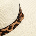 Шляпа женская с леопардовым ремешком MINAKU цвет молочный, р-р 58 - Фото 6