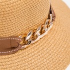 Шляпа женская с цепочкой MINAKU цвет бежевый, р-р 58 - Фото 4