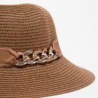 Шляпа женская с цепочкой MINAKU цвет коричневый, размер 56-58 - Фото 5