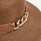 Шляпа женская с цепочкой MINAKU цвет коричневый, размер 56-58 - Фото 4
