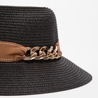 Шляпа женская с цепочкой MINAKU цвет чёрный, р-р 58 - Фото 3