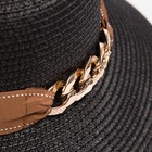 Шляпа женская с цепочкой MINAKU цвет чёрный, р-р 58 - Фото 4