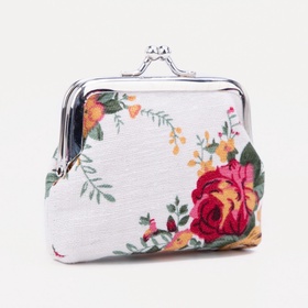Кошелёк- монетница на фермуаре, 9?1.5?7 см, с цветочным принтом, белый (комплект 2 шт)