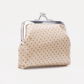 Кошелёк-монетница на фермуаре, 9×1.5×7 см, в горошек, бежевый