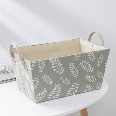 Корзина для хранения с ручками Доляна «Листья», 31.5×21×21 см, серо-зелёная