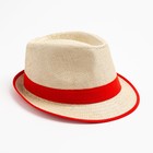 Шляпа женская MINAKU "Летняя" цвет бежевый/красный, р-р 56-58 - Фото 1