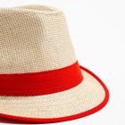Шляпа женская MINAKU "Летняя" цвет бежевый/красный, р-р 56-58 - Фото 3
