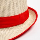 Шляпа женская MINAKU "Летняя" цвет бежевый/красный, р-р 56-58 - Фото 4