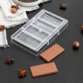 Форма для шоколада и конфет «Кора дерева», 4 ячейки, 20×12×2,5 см, 8×4×1 см