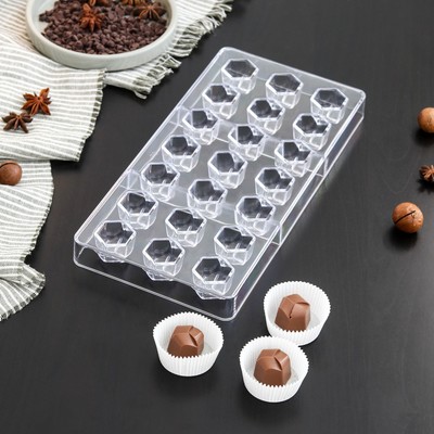 Форма для шоколада KONFINETTA «Секрет», 27,5×17,5×2,5 см,  21 ячейка (2,5×2,2×2 см)