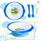 Набор детской посуды «Транспорт Бип-Бип», тарелка на присоске 250мл, вилка, ложка - фото 6548294
