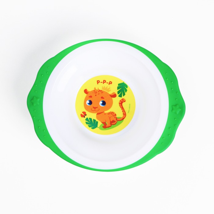 Набор детской посуды «Леопард», тарелка на присоске 250мл, вилка, ложка - фото 1927841633