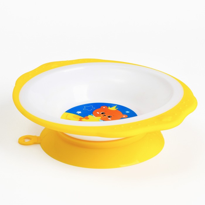 Набор детской посуды «Мишка принц», тарелка на присоске 250мл, вилка, ложка - фото 1889739476
