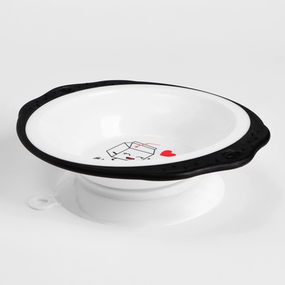 Тарелка M&B «Люблю есть», на присоске 250 мл, в наборе вилка, ложка