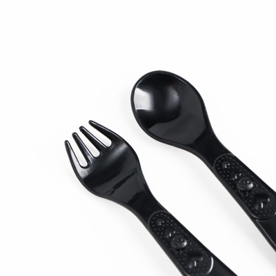 Тарелка M&B «Люблю есть», на присоске 250 мл, в наборе вилка, ложка