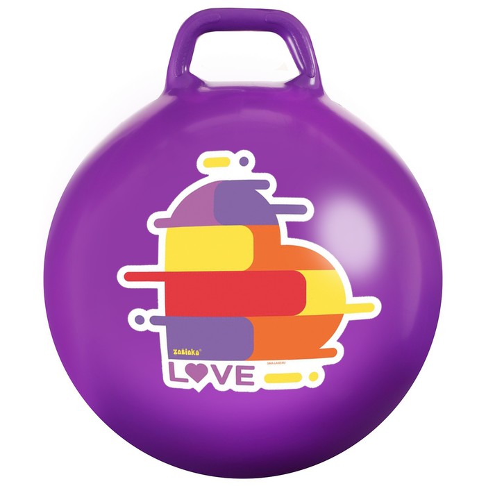 Мяч-прыгун с ручкой ZABIAKA LOVE, d=65 см, 520 г, цвет фиолетовый - Фото 1