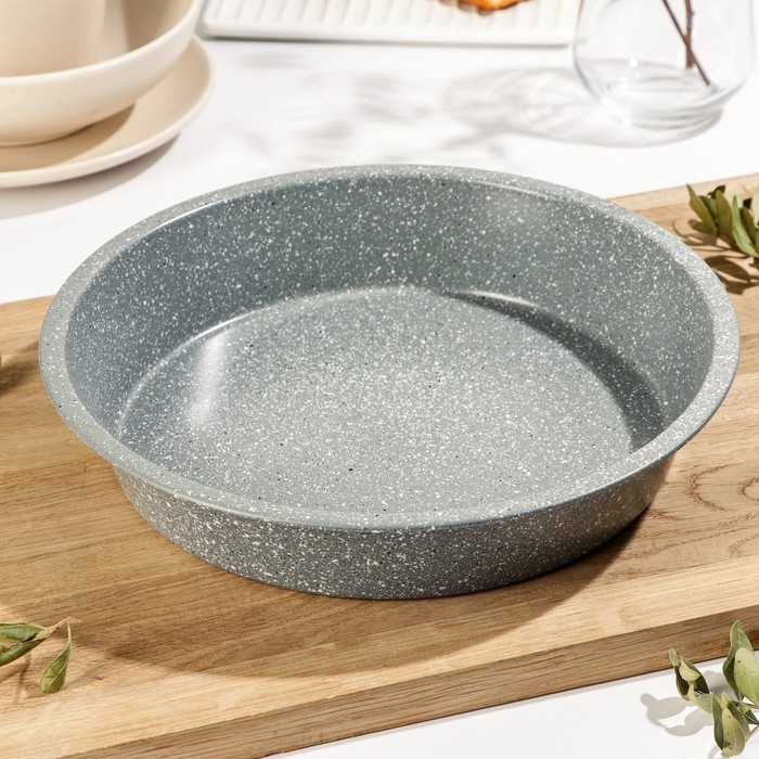 Форма для выпечки «Элин Мрамор. Круг», d=26 см, антипригарное покрытие, цвет серый - Фото 1