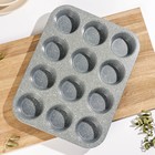 Форма для выпечки «Элин Мрамор. Кекс», 35×26,5×3 см, 12 ячеек, антипригарное покрытие, цвет серый - фото 41434363