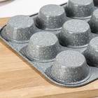 Форма для выпечки «Элин Мрамор. Кекс», 35×26,5×3 см, 12 ячеек, антипригарное покрытие, цвет серый - фото 41434365