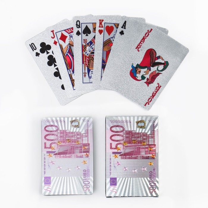 

Карты игральные пластиковые "500 Euro", 54 шт, 33 мкм, карта 8.7 х 5.7 см