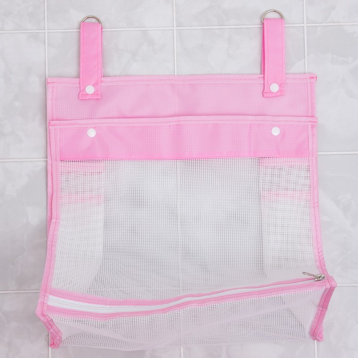 Сетка для хранения игрушек в ванной, цвет розовый - фото 1885314948