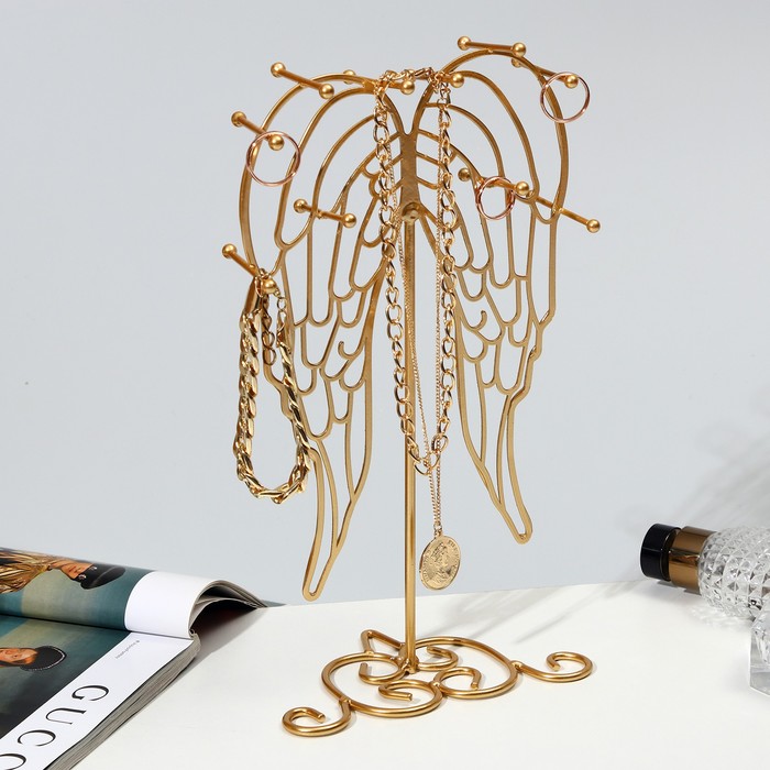 Подставка для украшений «Крылья ангела» 15×9,5×30, цвет золото - фото 1882353433