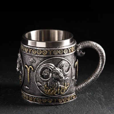 Кружка из нержавеющей стали «Овен», 400 мл, цвет серебристый