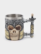 Кружка средневековая «Череп с мечом. Хэллоуин», 400 мл, нержавеющая сталь, серебристая - Фото 1