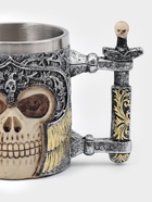 Кружка средневековая «Череп с мечом. Хэллоуин», 400 мл, нержавеющая сталь, серебристая - Фото 2