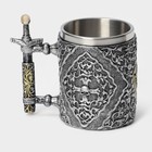 Кружка средневековая «Череп с мечом. Хэллоуин», 400 мл, нержавеющая сталь, серебристая - Фото 4