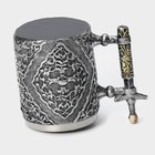 Кружка средневековая «Череп с мечом. Хэллоуин», 400 мл, нержавеющая сталь, серебристая - Фото 6