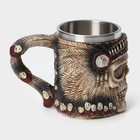 Кружка средневековая «Череп. Индеец», 400 мл, нержавеющая стал, бежевая - Фото 4