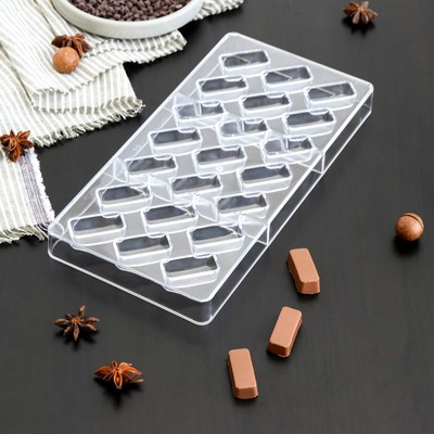 Форма для шоколада KONFINETTA «Буэно», 27,5×13,5×2,5 см, 21 ячейка (3,5×1,5×1 см)