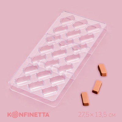Форма для конфет и шоколада KONFINETTA «Буэно», 27.5×13.5×2.5 см, 21 ячейка 3.5×1.5×1 см, прозрачная