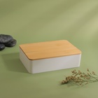 Органайзер для хранения Bamboo, шкатулка для украшений с зеркалом, 4 секции, 18×13×5 см, белый, коричневый - Фото 6