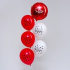 Букет из воздушных шаров «С ДР. Горох», латекс, фольга, наклейка, набор 6 шт. - фото 9587168