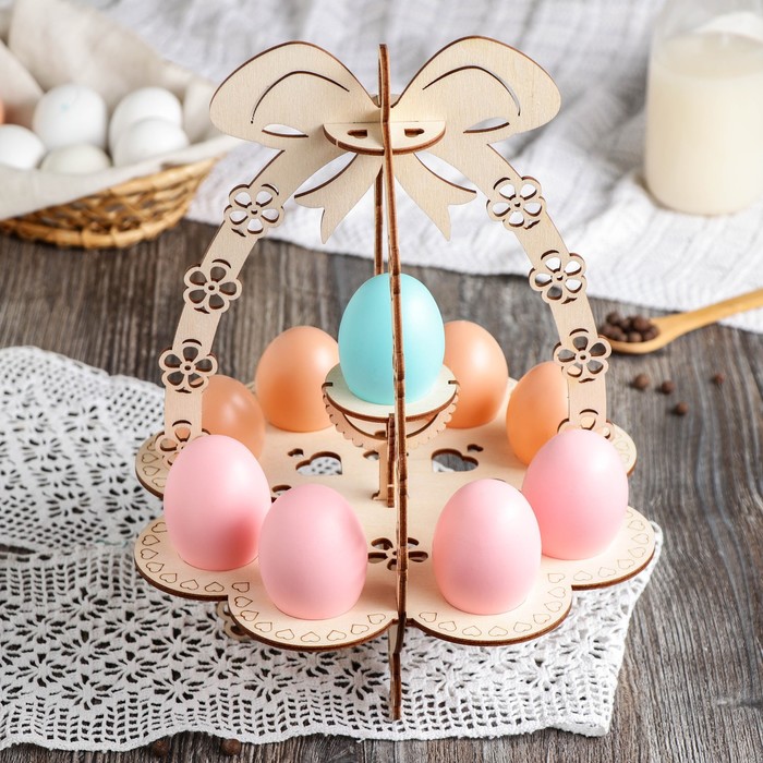 Подставка для яиц пасхальная Доляна, 9 ячеек, 22×22×29 см, дерево - Фото 1