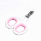 Ножницы-когтерезы с мягкими ручками, отверстие 8 мм, бело-розовые - фото 6077069