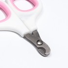 Ножницы-когтерезы с мягкими ручками, отверстие 8 мм, бело-розовые - Фото 2