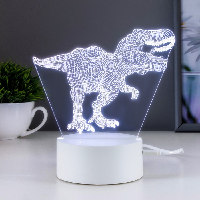 Светильник сенсорный "Тираннозавр" LED 7 USB/от батареек белый 16х9,5х16см RISALUX - фото 1907383482