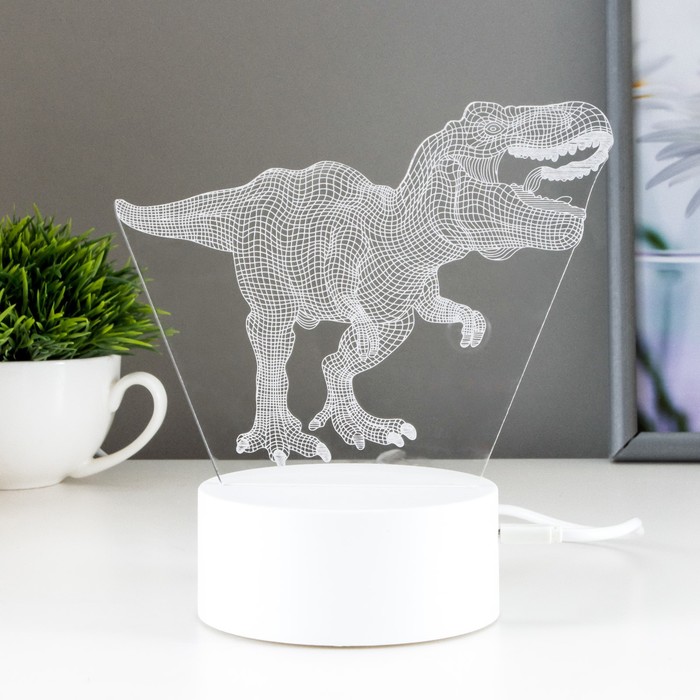 Светильник сенсорный "Тираннозавр" LED 7 USB/от батареек белый 16х9,5х16см RISALUX - фото 1907383483