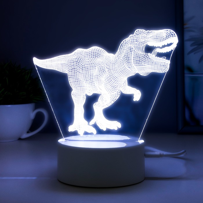 Светильник сенсорный "Тираннозавр" LED 7 USB/от батареек белый 16х9,5х16см RISALUX - фото 1907383484