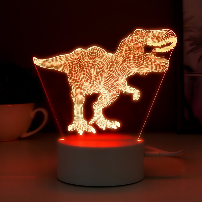 Светильник сенсорный "Тираннозавр" LED 7 USB/от батареек белый 16х9,5х16см RISALUX - фото 1907383485