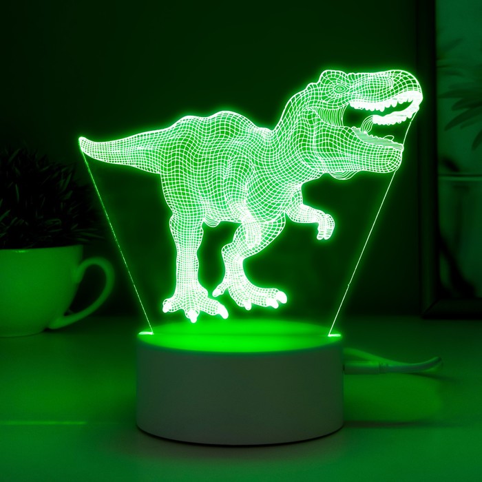 Светильник сенсорный "Тираннозавр" LED 7 USB/от батареек белый 16х9,5х16см RISALUX - фото 1907383486