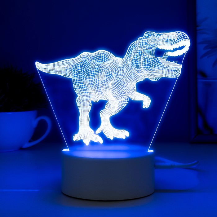 Светильник сенсорный "Тираннозавр" LED 7 USB/от батареек белый 16х9,5х16см RISALUX - фото 1907383487